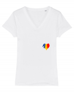 Tricolorul 3. Tricou mânecă scurtă guler V Damă Evoker