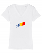 Tricolorul 4. Tricou mânecă scurtă guler V Damă Evoker