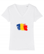 Tricolorul 5. Tricou mânecă scurtă guler V Damă Evoker