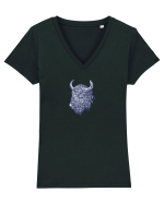 Zimbrul / Bourul 14. Tricou mânecă scurtă guler V Damă Evoker