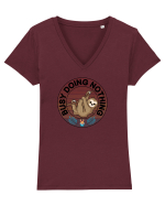Ocupat facand nimic. Busy doing nothing sloth Tricou mânecă scurtă guler V Damă Evoker