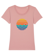 Răsărit în Stil Retro Tricou mânecă scurtă guler larg fitted Damă Expresser