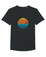 Răsărit în Stil Retro Tricou mânecă scurtă guler larg Bărbat Skater