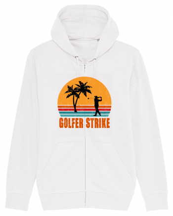 Sunset Golfer Strike Retro White