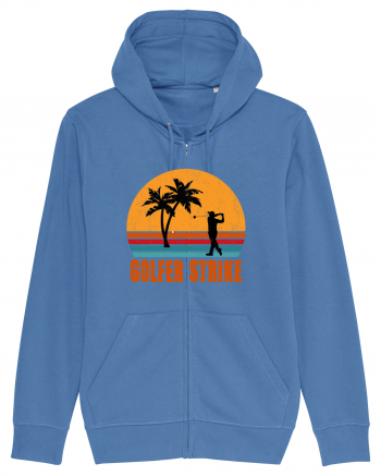 Sunset Golfer Strike Retro Bright Blue