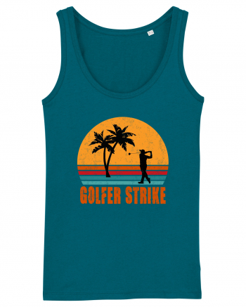 Sunset Golfer Strike Retro Ocean Depth