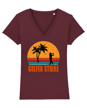 Sunset Golfer Strike Retro Burgundy