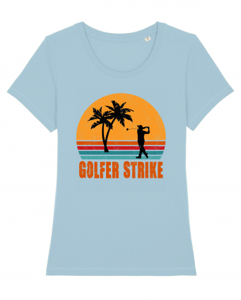 Sunset Golfer Strike Retro Sky Blue