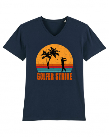 Sunset Golfer Strike Retro French Navy