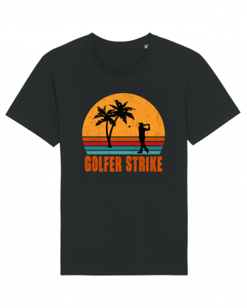 Sunset Golfer Strike Retro Black