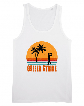 Sunset Golfer Strike Retro White