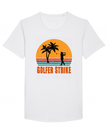 Sunset Golfer Strike Retro White