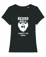Beard Rule Number One Respect The Beard Retro Tricou mânecă scurtă guler larg fitted Damă Expresser