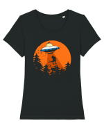 Alien Dinosaur Abduction  Tricou mânecă scurtă guler larg fitted Damă Expresser