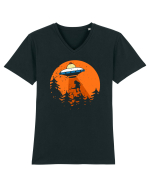 Alien Dinosaur Abduction  Tricou mânecă scurtă guler V Bărbat Presenter