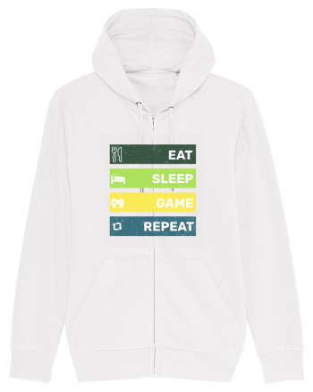 Eat Sleep Game Repeat Retro White