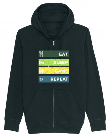 Eat Sleep Game Repeat Retro Black