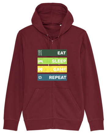 Eat Sleep Game Repeat Retro Burgundy