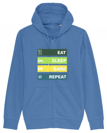 Eat Sleep Game Repeat Retro Bright Blue