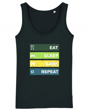 Eat Sleep Game Repeat Retro Black