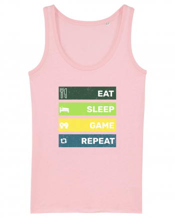 Eat Sleep Game Repeat Retro Cotton Pink