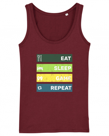 Eat Sleep Game Repeat Retro Burgundy