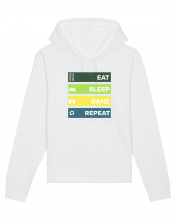 Eat Sleep Game Repeat Retro White
