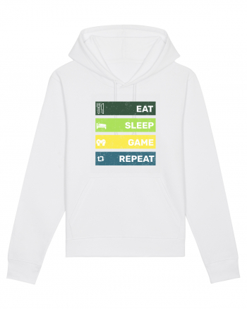 Eat Sleep Game Repeat Retro White