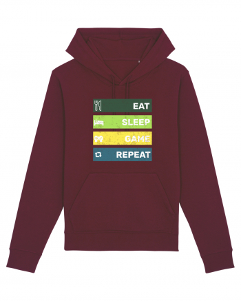 Eat Sleep Game Repeat Retro Burgundy