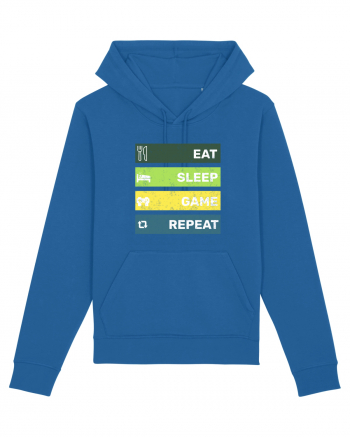 Eat Sleep Game Repeat Retro Royal Blue