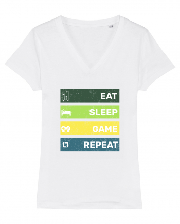 Eat Sleep Game Repeat Retro White