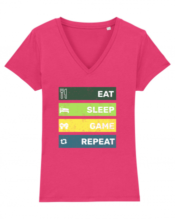 Eat Sleep Game Repeat Retro Raspberry