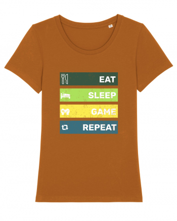 Eat Sleep Game Repeat Retro Roasted Orange