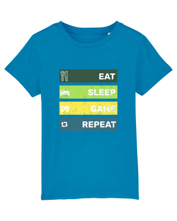 Eat Sleep Game Repeat Retro Azur