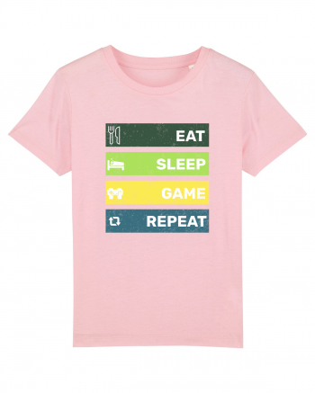 Eat Sleep Game Repeat Retro Cotton Pink