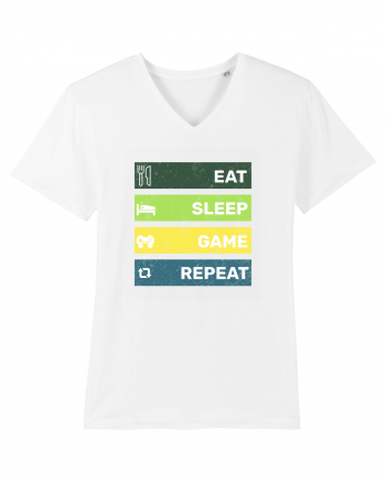 Eat Sleep Game Repeat Retro White