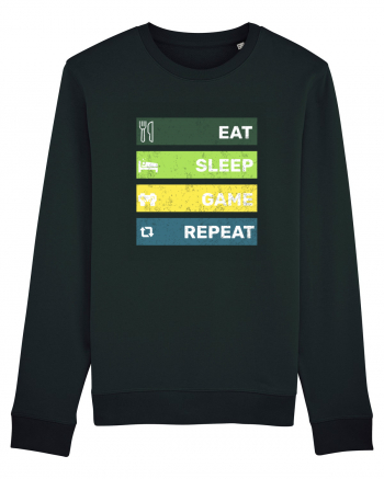 Eat Sleep Game Repeat Retro Black