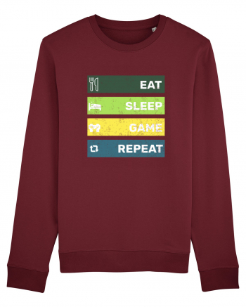 Eat Sleep Game Repeat Retro Burgundy