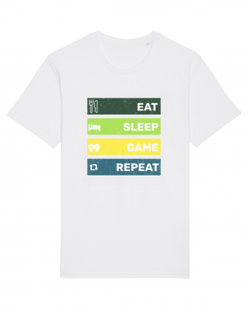 Eat Sleep Game Repeat Retro White