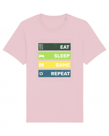 Eat Sleep Game Repeat Retro Cotton Pink