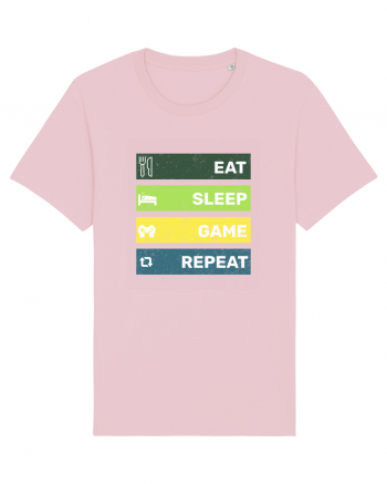 Eat Sleep Game Repeat Retro Cotton Pink