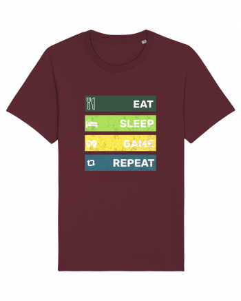 Eat Sleep Game Repeat Retro Burgundy