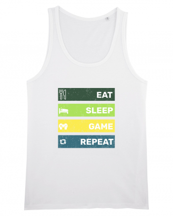 Eat Sleep Game Repeat Retro White