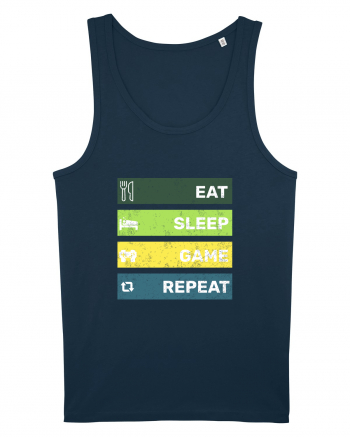 Eat Sleep Game Repeat Retro Navy