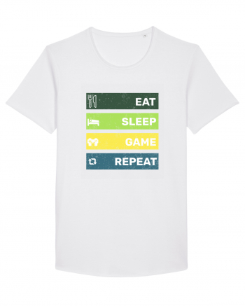 Eat Sleep Game Repeat Retro White