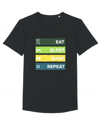 Eat Sleep Game Repeat Retro Black