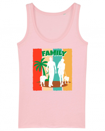 Family Summer Happy Dog Cotton Pink