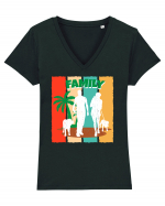 Family Summer Happy Dog Tricou mânecă scurtă guler V Damă Evoker