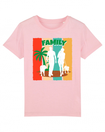 Family Summer Happy Dog Cotton Pink