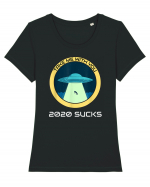 2020 Sucks Take Me With You Funny Alien Tricou mânecă scurtă guler larg fitted Damă Expresser